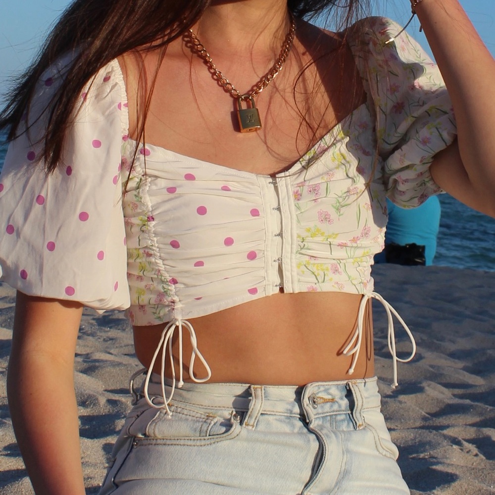 For Love and Lemons Strudel Floral Polka Dot Top